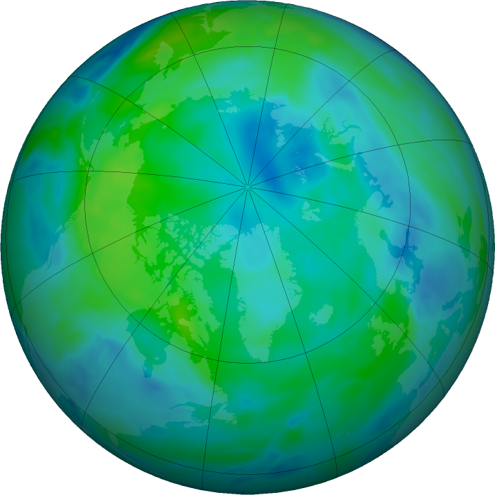 Arctic ozone map for 03 October 2023